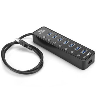 OEM Concentrador Usb 3.0, 7 Puertos, Divisor Multipuerto, Con Carga Inteligente Y Bot&oacute;n De Encendido Independiente, Velocidades De Transferencia De Datos 