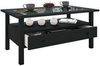 ebuy24 Ebuy24 - Mesa Lateral De Madera Vcm Con Vidrio De Seguridad Esg Mesa De Centro Simple Dimensiones Aprox. Al. 42 X An. 90 X P. 54 Cm Mesa De Sal&oacute;n Con 