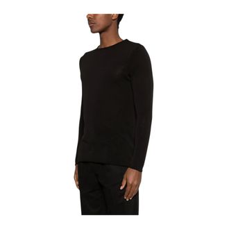Daniele Fiesoli Long Sleeve Tops, male, Black, Size: L Round Neck Sweater