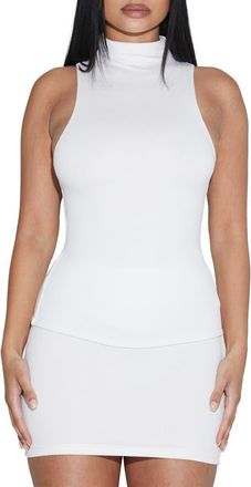 Naked Wardrobe Sleeveless Mock Neck Top in White at Nordstrom, Size X-Small