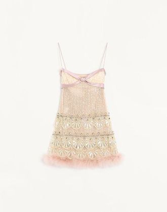 Valentino Tulle Illusione Embroidered Short Dress Wo