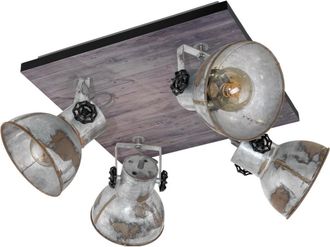 Eglo Eglo Iluminaci&oacute;n Plaf&oacute;n Cuadrado De Techo Con 4 Focos Barnstaple De Madera Y Zinc, E27