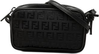Fendi Pre-owned Womens Mini Zucchino Canvas Zip Crossbody - Black Textile - One Size