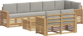 vidaXL Conjunto De Sof&aacute;s De Exterior 9 Uds. Blanco Y Gris Claro Vidaxl