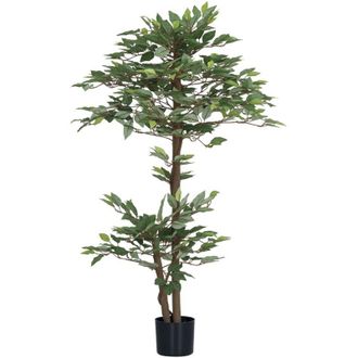 OUTSUNNY Ficus Artificial 150 Cm Planta Artificial Con 1008 Hojas Y Maceta Planta Artificial Decorativa Para Interior Hogar Sal&oacute;n Verde - Outsunny