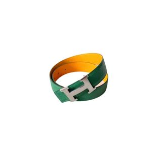 Herm&egrave;s Pre-owned Loop H Belt - Dames - Vintage Accessoires - Groen - ONE Size - Leer - Vintage
