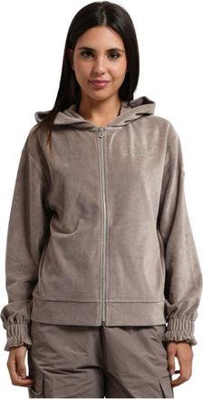 Emporio Armani Velvet Full Zip Sweatshirt - Dames - Vesten met rits - Grijs - M - Katoen - Hoodies & sweatvesten