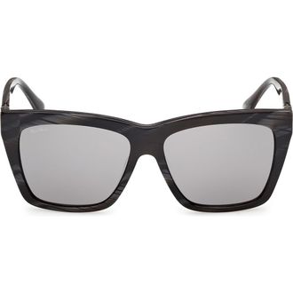 Max Mara 54mm Navigator Sunglasses in Black Horn /Smoke at Nordstrom Rack