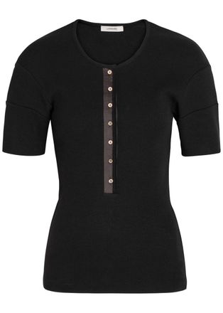 Christophe Lemaire Ribbed Cotton-blend top - Black - S (UK8-10 / S)