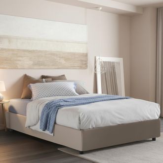 Dmora Dmora - Cama Matrimonial Dbaci, Cama Contenedor Con Tapizado En Ecopiel, 100% Made In Italy, Apertura Frontal, Con Colch&oacute;n Cm 160x190 Incluido, T&oacute;rtol