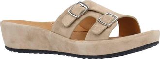 L'Amour Des Pieds Womens Careena Wedge Slide Sandal In Taupe Kid Suede