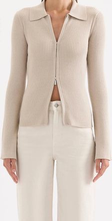Nude Lucy Betina Zip Front Knit Cardigan In Mink