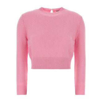 Jil Sander Round-neck Knitwear, female, Pink, Size: 2XL Wool Blend Sweater