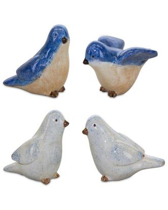 Melrose International Set Of 4 Blue Birds Sitting Figurine