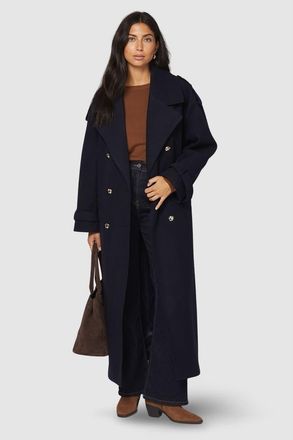 Wallis Wide Lapel Trench Coat in Navy at Nordstrom, Size 10