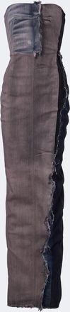 Rick Owens Distressed denim bustier gown