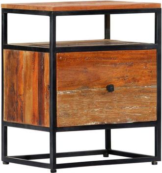 vidaXL Vidaxl - Mesita de noche de madera maciza reciclada y acero 40x30x50 cm