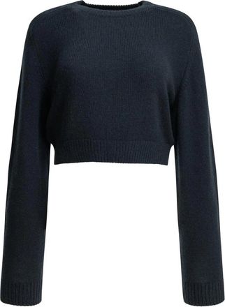 Khaite Masie Cropped Sweater - Dames - Ronde hals truien - Blauw - S - Wol - Truien & Vesten