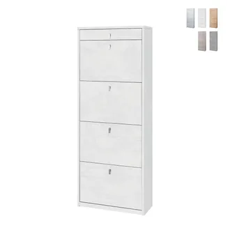 OEM Zapatero Con Cuatro Puertas Y Un Caj&oacute;n Superior Blanco Oxido 63x29x H164 Cm