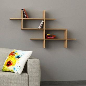 Dmora Dmora - Estanter&iacute;a Hippolyta, Estante, Estante De Pared, Estanter&iacute;as Multiusos, 150x22 H82 Cm, Roble