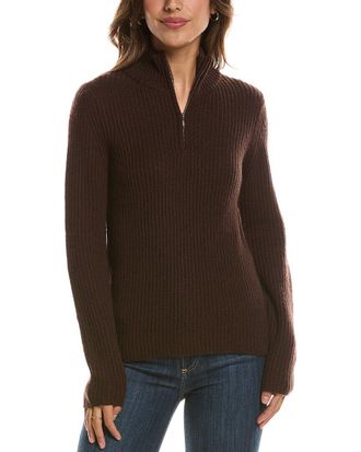 Fort&eacute; Cashmere Zip Mock Neck 100% Cashmere Sweater