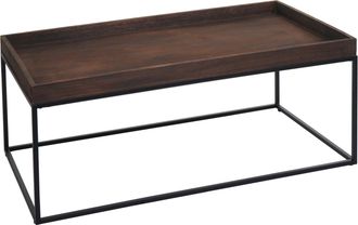 Hhg Mesa De Centro Hhg 866, Mesa De Centro Mesa Auxiliar, Madera Maciza Metal 46x110x60cm, Marr&oacute;n Oscuro