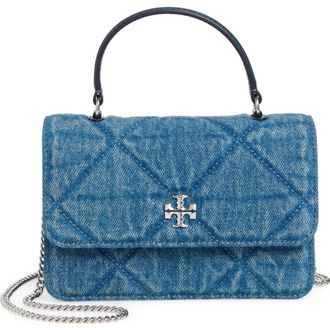 Tory Burch Mini Kira Diamond Quilted Denim Tote in Blue at Nordstrom
