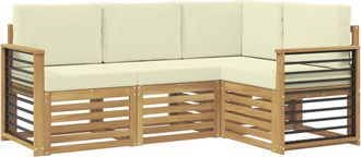 vidaXL Conjunto De Sof&aacute;s De Exterior 4 Uds. Blanco Y Crema Poli&eacute;ster Vidaxl