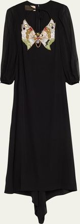 Valentino Garavani Embroidered Silk Georgette Long Dress