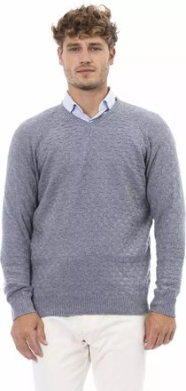 Alpha Studio Ribbed V-Neck Sweater with Long Sleeves