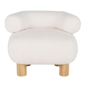 Maisons du monde Sill&oacute;n de madera de roble y poli&eacute;ster blanco