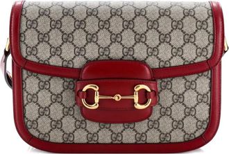 Gucci Borsa a tracolla Horsebit 1955 piccola in tela cerata GG e pelle - Rosso