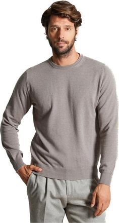 Colombo Luxe Duifgrijze Kasjmiertrui - Heren - Cashmere truien - Grijs - XS - Kasjmier - Truien & Vesten
