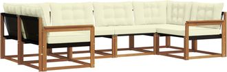 vidaXL Conjunto De Sof&aacute;s De Exterior 6 Uds. Natural Y Crema Vidaxl