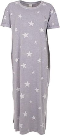 Generic Dreams Womens Cotton Sun Dress T Shirt Casual Star Print Summer Beach Holiday Cover Up (UK, Alpha, One Size, Regular, Regular, Grey Stars)