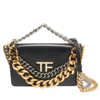 Tom Ford Pre-owned Triple Chain Leren Schoudertas - Dames - Pre-owned - Zwart - Maat: ONE Size Leer