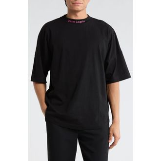 Palm Angels Crewneck Short Sleeve T-Shirt in Black Fuschia at Nordstrom Rack, Size Xx-Small