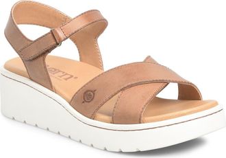 Børn Katrina Ankle Strap Platform Wedge Sandal in Tan Leather at Nordstrom Rack, Size 10