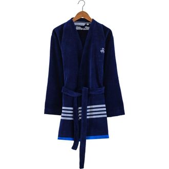 Brooks Brothers Nautical Blanket Cotton Robe in Navy at Nordstrom Rack