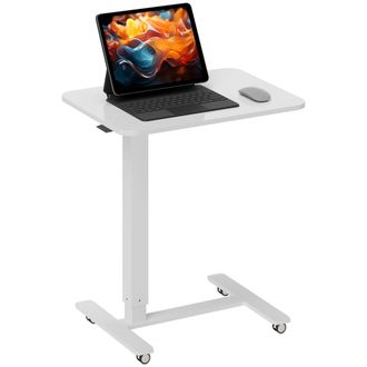 HOMCOM Height Adjustable Standing Desk with Wheels for Home Office - White | TJ Hughes