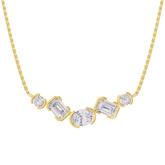 Diamond2Deal 18k Vermeil Plated Silver 2.6 Ct Multi Shape Lab Grown Diamond Pendant Necklace 18