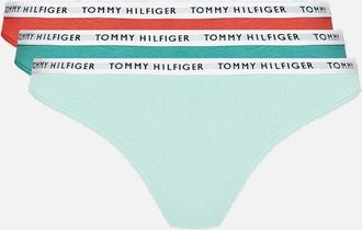 Tommy Hilfiger Womens Cotton 3-Pack Thong, Cranberry/Aqua/Saltwater Green - Blue - Size: 16/18/16