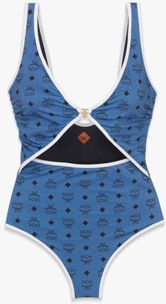 MCM Monogram Print Swimsuit in New Munich Blue at Nordstrom, Size X-Large