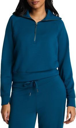 Spanx AirEssentials Half Zip Sweatshirt in Deep Cove at Nordstrom, Size X-Small