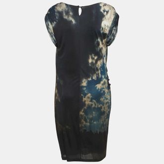 Roberto Cavalli Blue Printed Jersey Short Dress