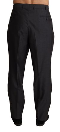 Dolce & Gabbana Mens Wool-Silk Blend Formal Trousers Gray