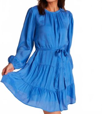 Bella Dahl Tiered Mini Dress With Belt In Pacific Sea