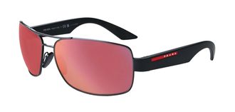 Prada Dark Grey Orange Pilot Mens Sunglasses PS 50ZS 1BO10A 65