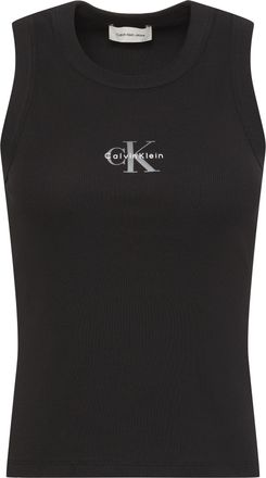 Calvin Klein Jeans Tanktop CALVIN KLEIN JEANS MONOGRAM RIB TANK, Damen, Gr. XXL (46), schwarz, Feinripp, Obermaterial: 95% Baumwolle, 5% Elasthan, unifarben, figurbetont
