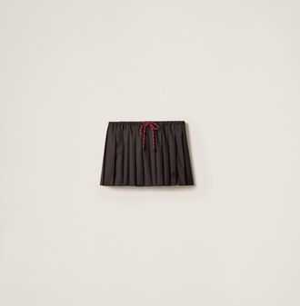 Miu Miu Pleated Batavia Skirt, Woman, Ebony, Size 38